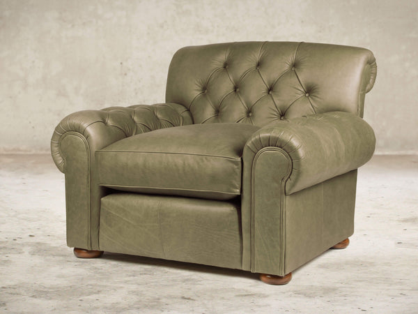 Frankie Chesterfield Chair In Sage Soft 'n' Easy Leather