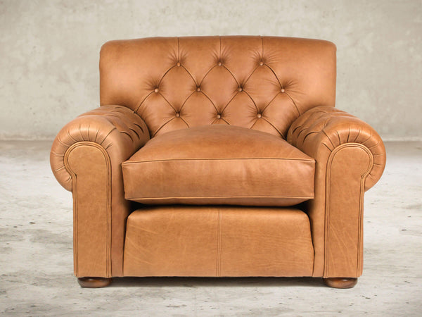 Frankie Chesterfield Chair In Tawny Soft 'n' Easy Leather