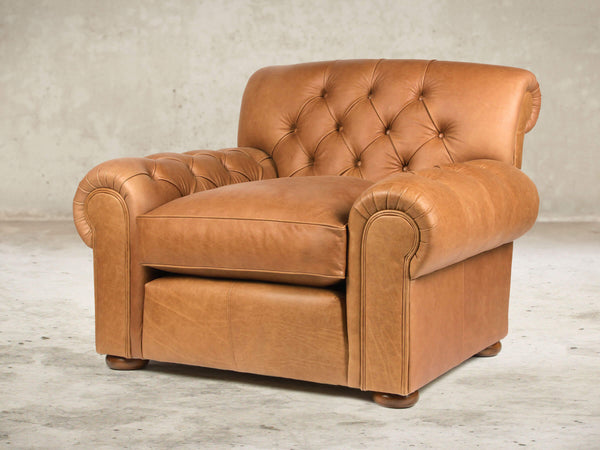 Frankie Chesterfield Chair In Tawny Soft 'n' Easy Leather