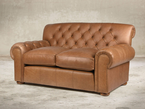 Frankie Snug 2 Seat Chesterfield Sofa In Camel Soft 'n' Easy Leather