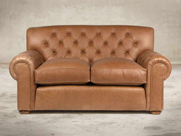 Frankie Snug 2 Seat Chesterfield Sofa In Camel Soft 'n' Easy Leather