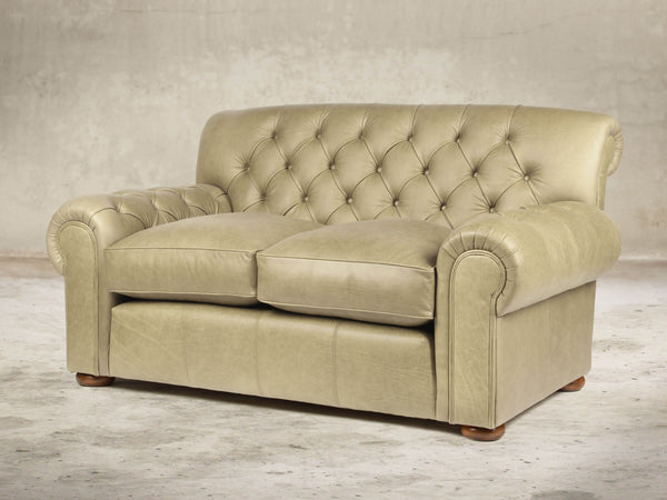 Frankie Snug 2 Seat Chesterfield Sofa In Oyster Soft 'n' Easy Leather