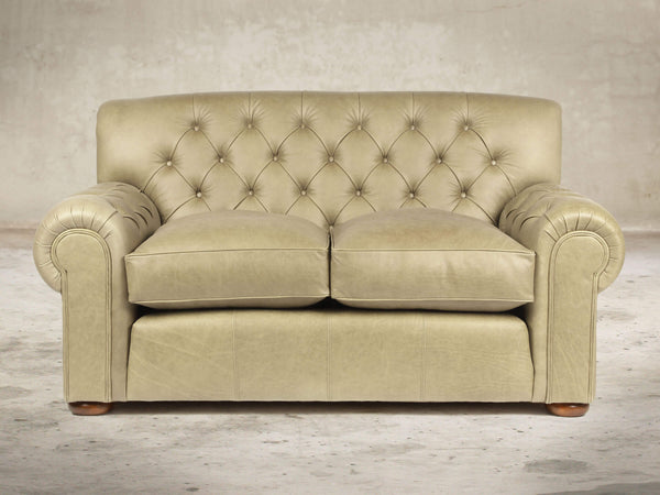 Frankie Snug 2 Seat Chesterfield Sofa In Oyster Soft 'n' Easy Leather