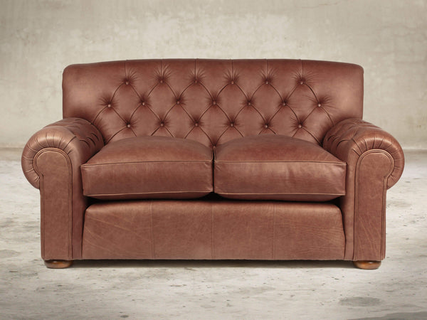 Frankie Snug 2 Seat Chesterfield Sofa In Redwood Soft 'n' Easy Leather