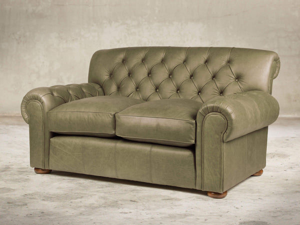 Frankie Snug 2 Seat Chesterfield Sofa In Sage Soft 'n' Easy Leather