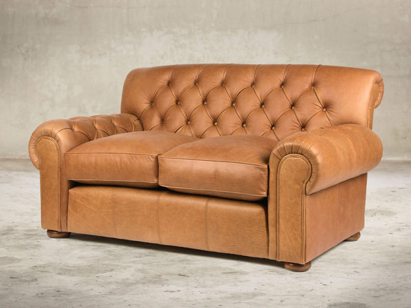 Frankie Snug 2 Seat Chesterfield Sofa In Tawny Soft 'n' Easy Leather