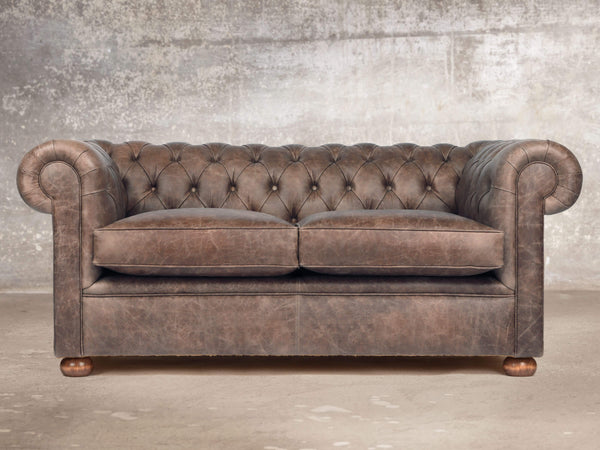 Hector 2 Seat Chesterfield Sofa In Hickory Vintage Leather