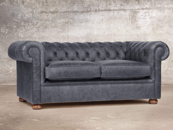 Hector 2 Seat Chesterfield Sofa In Thunder Vintage Leather