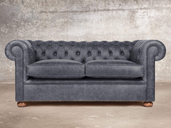 Hector 2 Seat Chesterfield Sofa In Thunder Vintage Leather