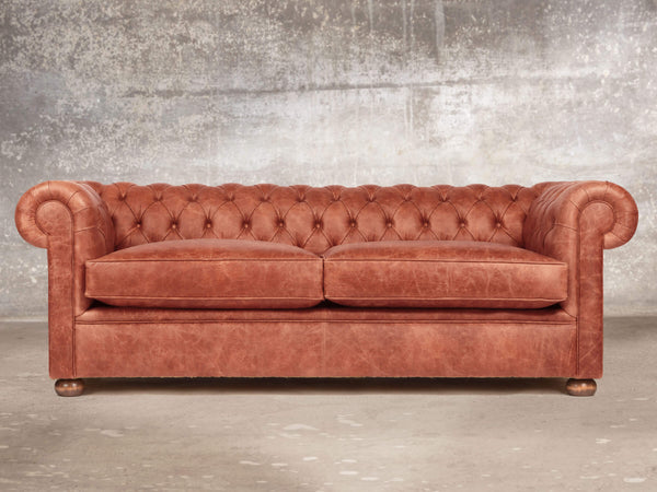 Hector Bigger 3 Seat Chesterfield Sofa In Bronze Vintage Leather