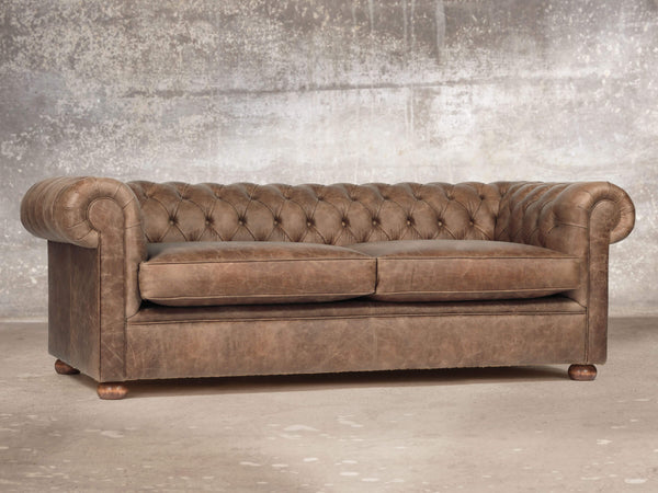 Hector Bigger 3 Seat Chesterfield Sofa In Brown Vintage Leather