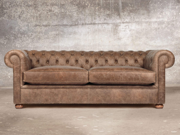 Hector Bigger 3 Seat Chesterfield Sofa In Brown Vintage Leather