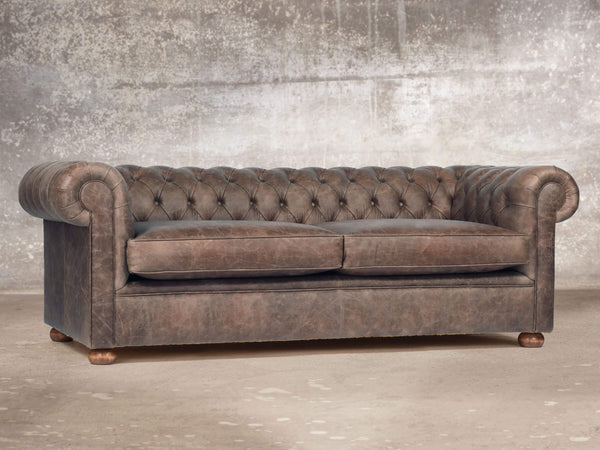 Hector Bigger 3 Seat Chesterfield Sofa In Hickory Vintage Leather