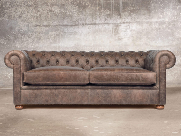 Hector Bigger 3 Seat Chesterfield Sofa In Hickory Vintage Leather