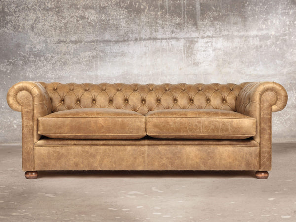 Hector Bigger 3 Seat Chesterfield Sofa In Tan Vintage Leather