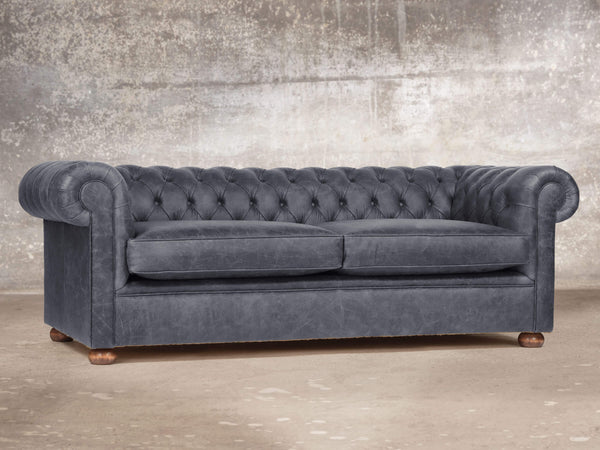 Hector Bigger 3 Seat Chesterfield Sofa In Thunder Vintage Leather