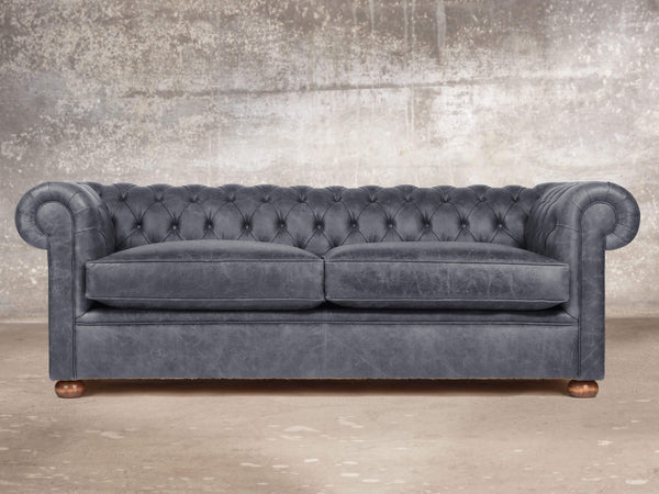 Hector Bigger 3 Seat Chesterfield Sofa In Thunder Vintage Leather