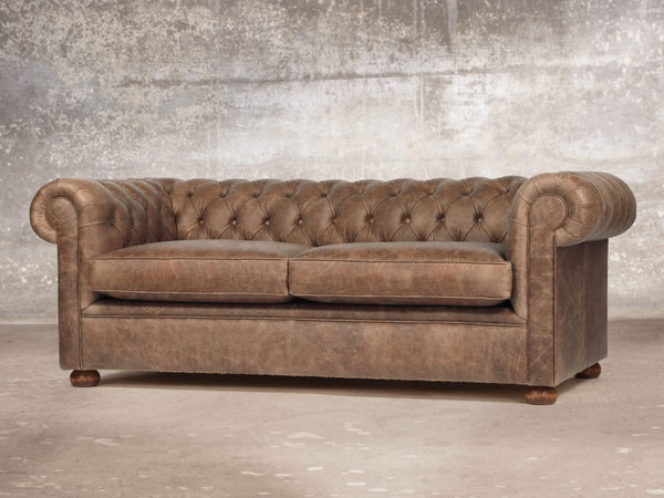 Hector 3 Seat Chesterfield Sofa In Brown Vintage Leather