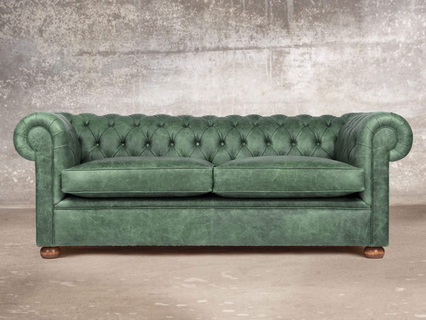 Hector 3 Seat Chesterfield Sofa In Green Vintage Leather