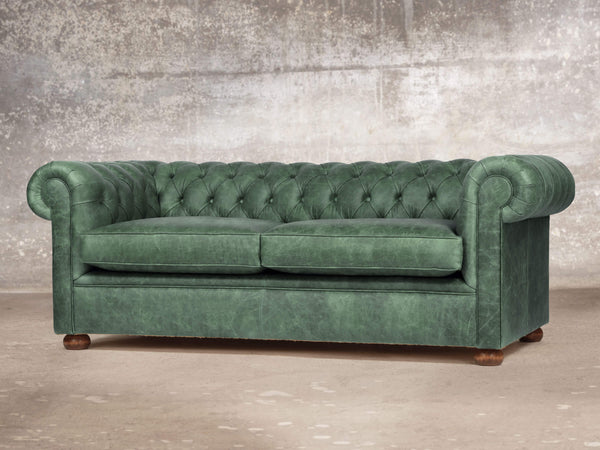 Hector 3 Seat Chesterfield Sofa In Green Vintage Leather