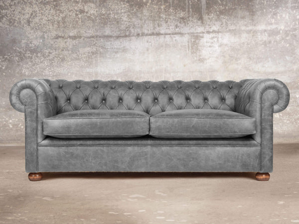 Hector 3 Seat Chesterfield Sofa In Grey Vintage Leather