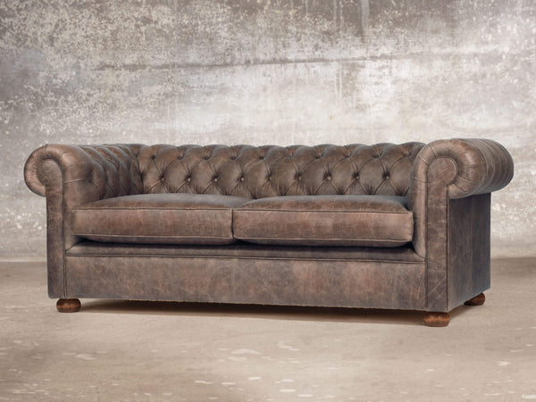 Hector 3 Seat Chesterfield Sofa In Hickory Vintage Leather