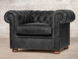 Hector Chesterfield Chair In Black Vintage Leather