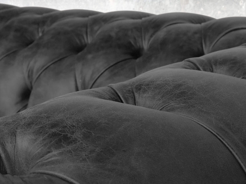 Hector Chesterfield Chair In Black Vintage Leather