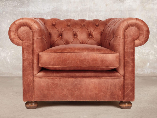 Hector Chesterfield Chair In Bronze Vintage Leather