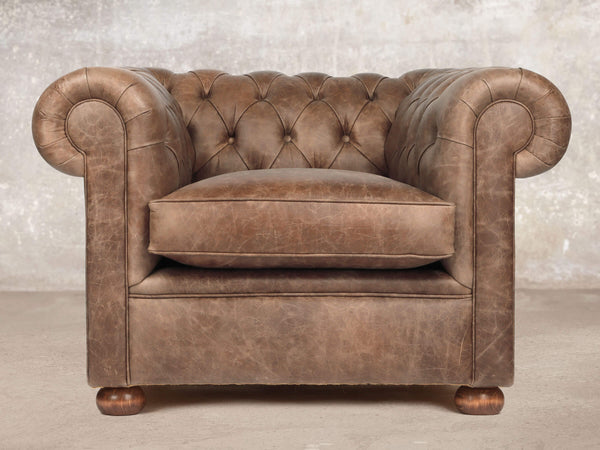 Hector Chesterfield Chair In Brown Vintage Leather