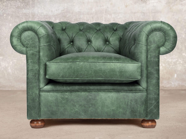 Hector Chesterfield Chair In Green Vintage Leather