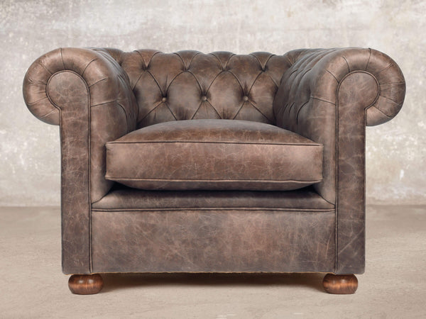 Hector Chesterfield Chair In Hickory Vintage Leather