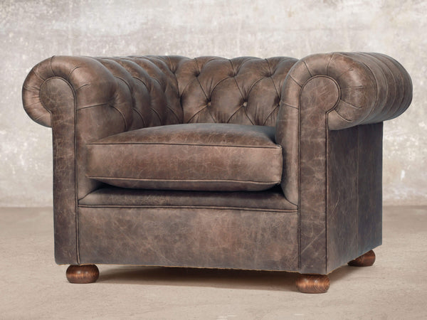 Hector Chesterfield Chair In Hickory Vintage Leather