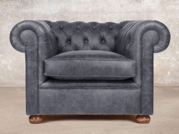 Hector Chesterfield Chair In Thunder Vintage Leather