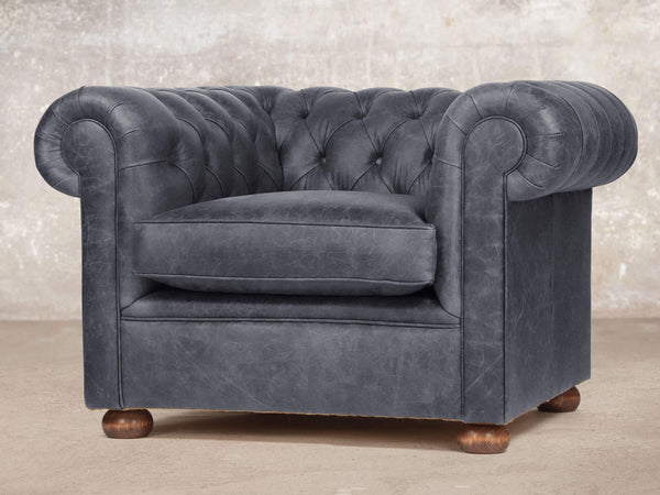 Hector Chesterfield Chair In Thunder Vintage Leather