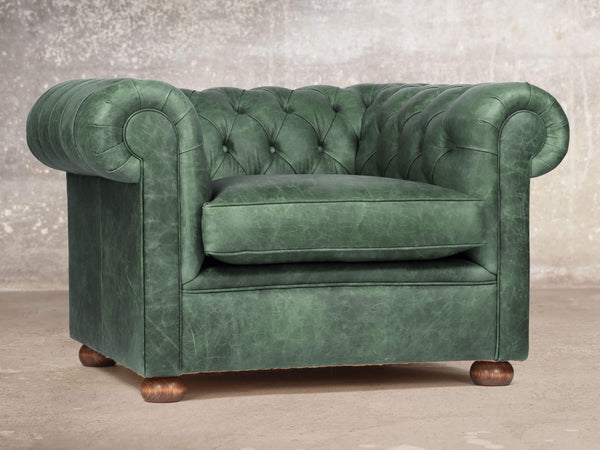 Hector Chesterfield Snuggler In Green Vintage Leather