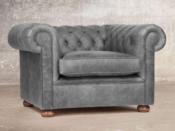 Hector Chesterfield Snuggler In Grey Vintage Leather