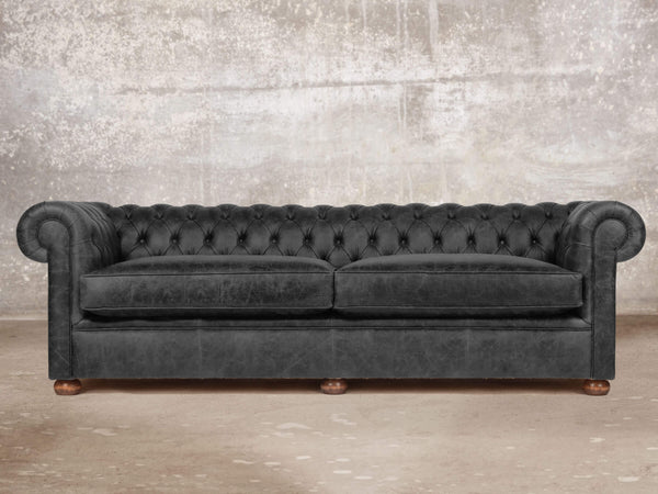 Hector Extra Large Chesterfield Sofa In Black Vintage Leather