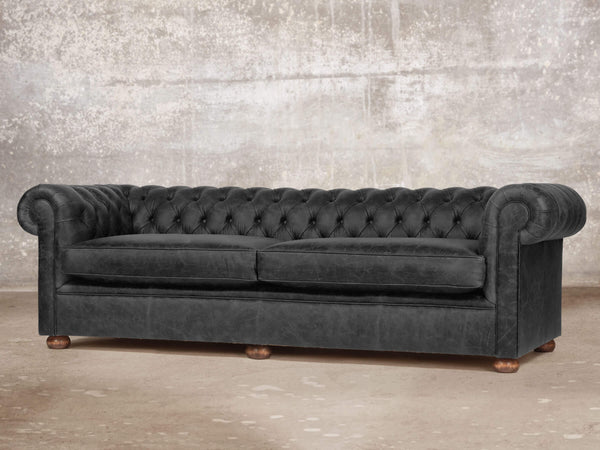 Hector Extra Large Chesterfield Sofa In Black Vintage Leather