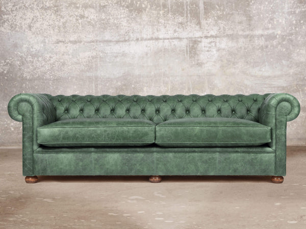 Hector Extra Large Chesterfield Sofa In Green Vintage Leather