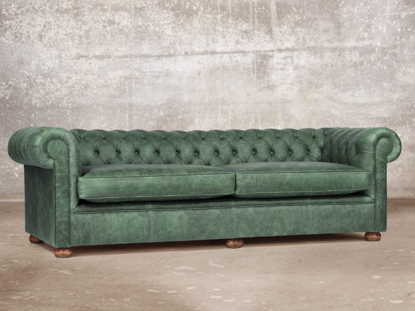 Hector Extra Large Chesterfield Sofa In Green Vintage Leather