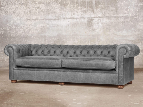 Hector Extra Large Chesterfield Sofa In Grey Vintage Leather