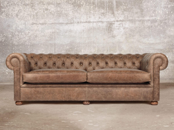 Hector 4 Seat Chesterfield Sofa In Brown Vintage Leather