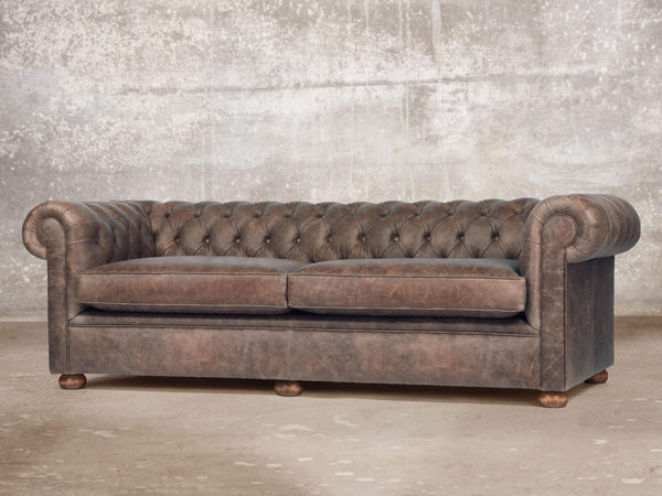 Hector 4 Seat Chesterfield Sofa In Hickory Vintage Leather