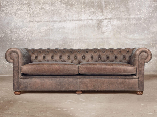 Hector 4 Seat Chesterfield Sofa In Hickory Vintage Leather