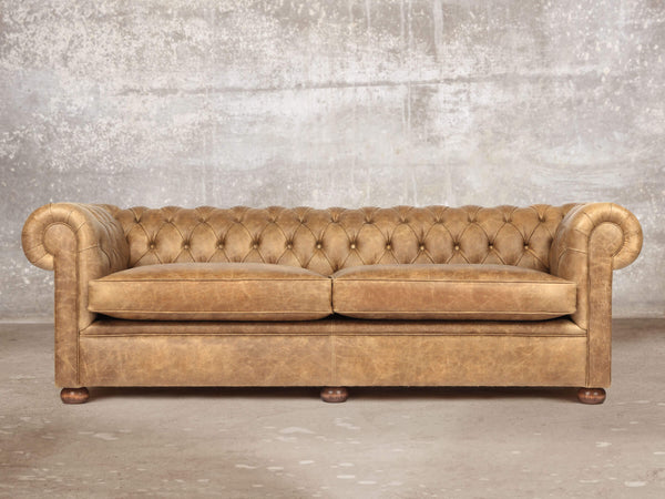 Hector 4 Seat Chesterfield Sofa In Tan Vintage Leather