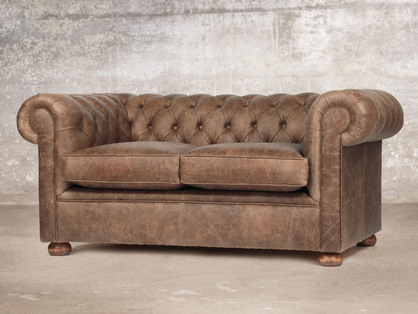 Hector Snug 2 Seat Chesterfield Sofa In Brown Vintage Leather