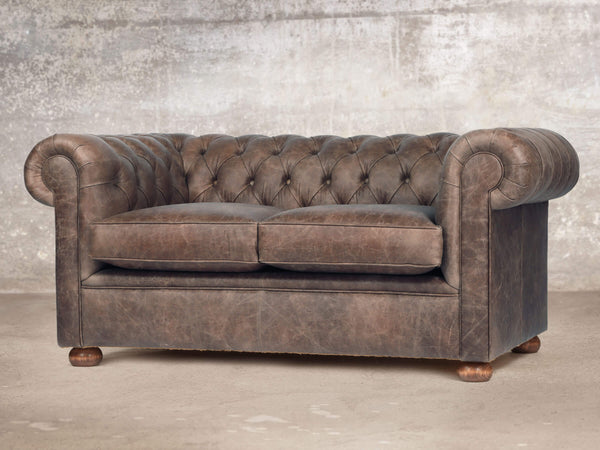 Hector Snug 2 Seat Chesterfield Sofa In Hickory Vintage Leather