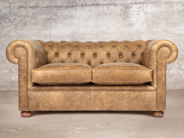 Hector Snug 2 Seat Chesterfield Sofa In Tan Vintage Leather