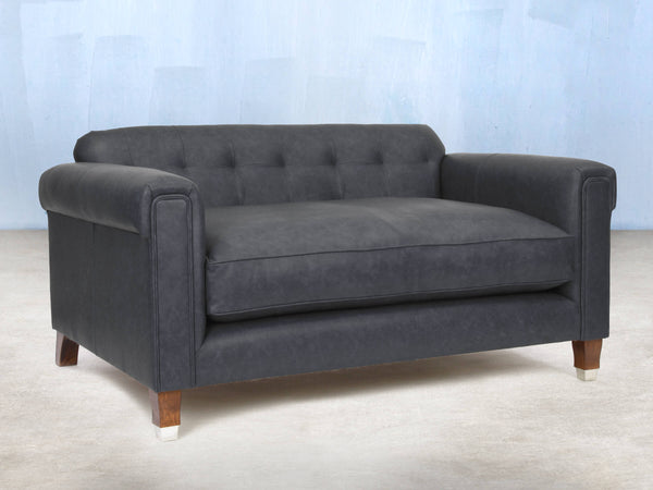 Hipster 2 Seat Chesterfield Sofa In Midnight Ol' School Leather